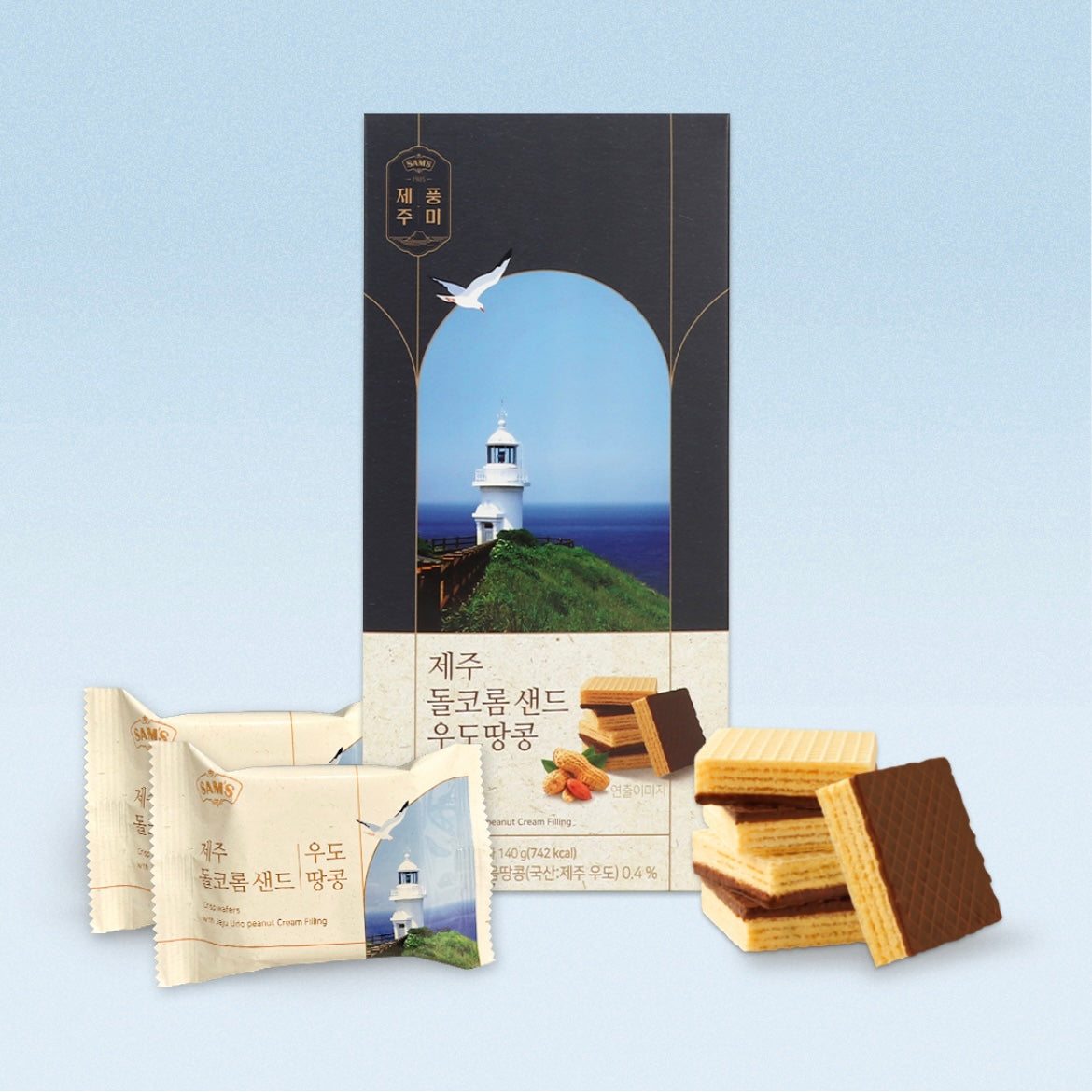 SAM'S | Dolkorom 濟州夾心威化餅 Jeju Crisp Wafers 花生味 7包入 140g