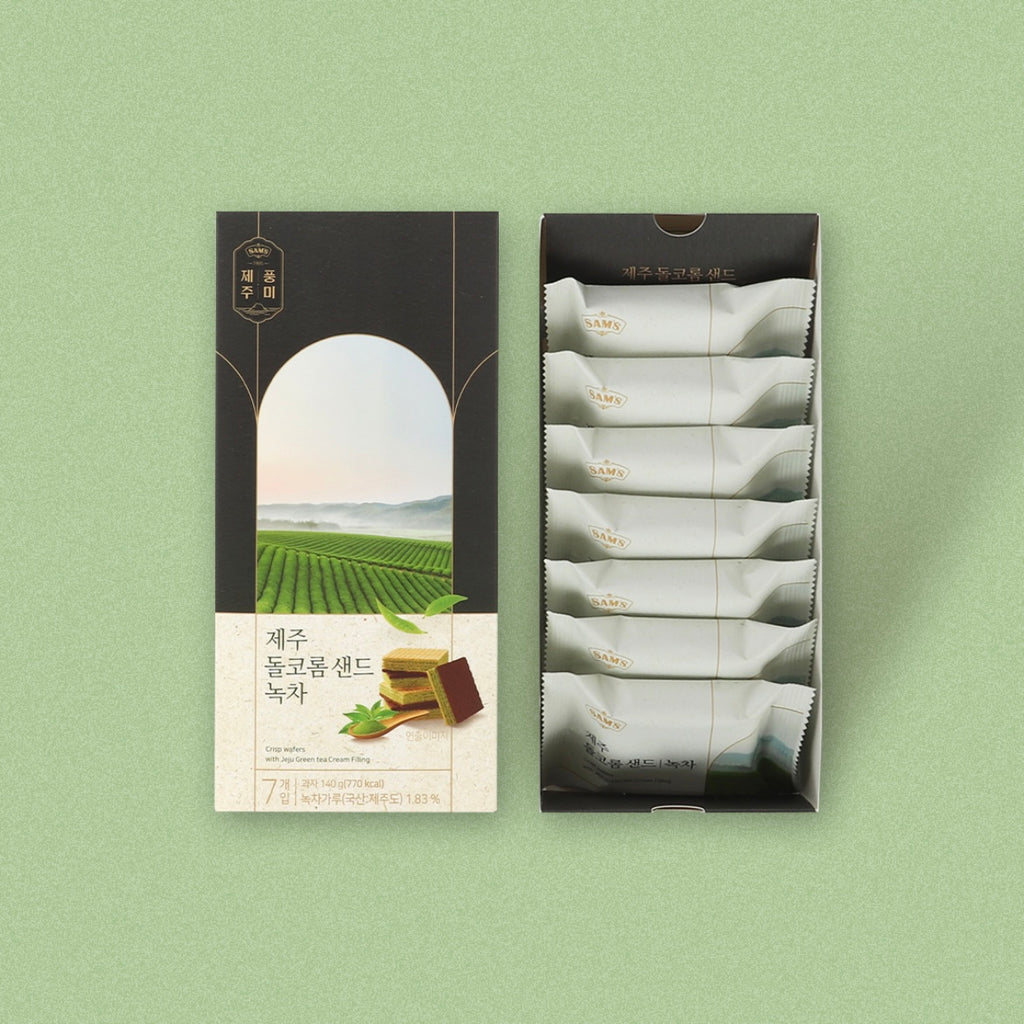SAM'S Dolkorom 濟州夾心威化餅 綠茶味 Jeju Crisp Wafers Green Tea 7包入 140g